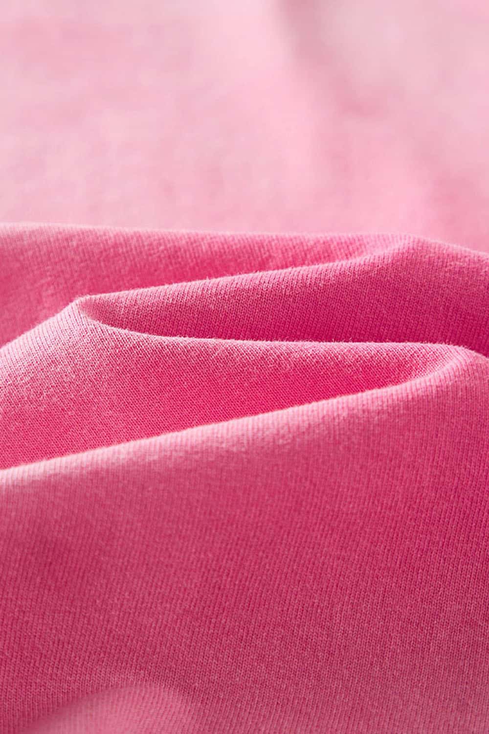 Washed Gradient Cotton Relaxed Drop-Shoulder T-Shirt in Rose Red - fabric texture close-up