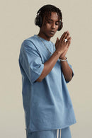 Heavyweight Washed Distressed Essential Tee - Smalt