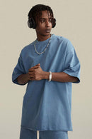 Heavyweight Washed Distressed Essential Tee - Smalt