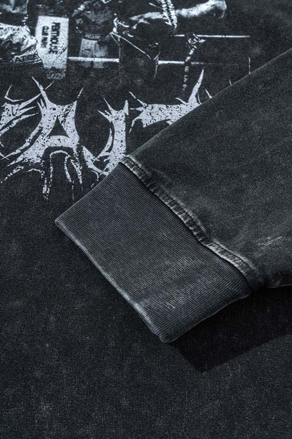 Women's Oversized Dark Gothic Pure Cotton Washed Long Sleeve T-Shirt