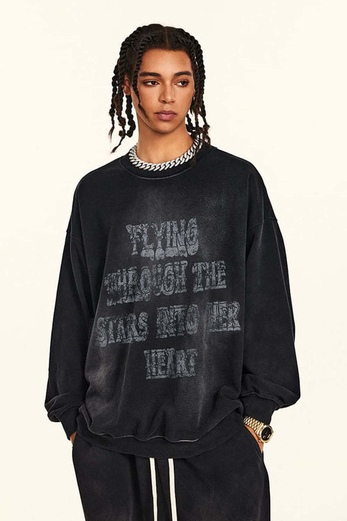 Wax-Dyed Vintage Crewneck - Black