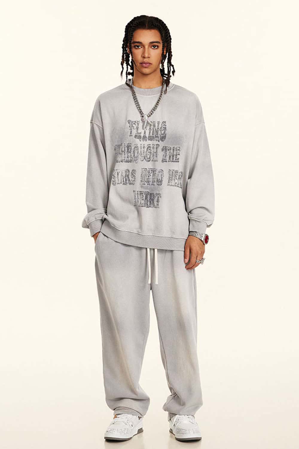 Wax-Dyed Vintage Crewneck - Light Gray