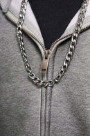 Distressed Gradient Zip-Up Hoodie - Flower Gray