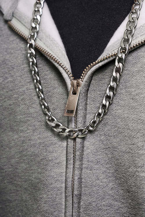 Distressed Gradient Zip-Up Hoodie - Flower Gray