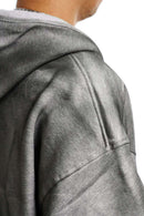 Distressed Gradient Zip-Up Hoodie - Flower Gray