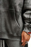 Distressed Gradient Zip-Up Hoodie - Flower Gray