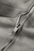 Distressed Gradient Zip-Up Hoodie - Flower Gray