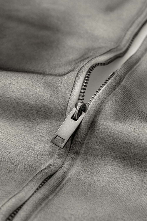 Distressed Gradient Zip-Up Hoodie - Flower Gray