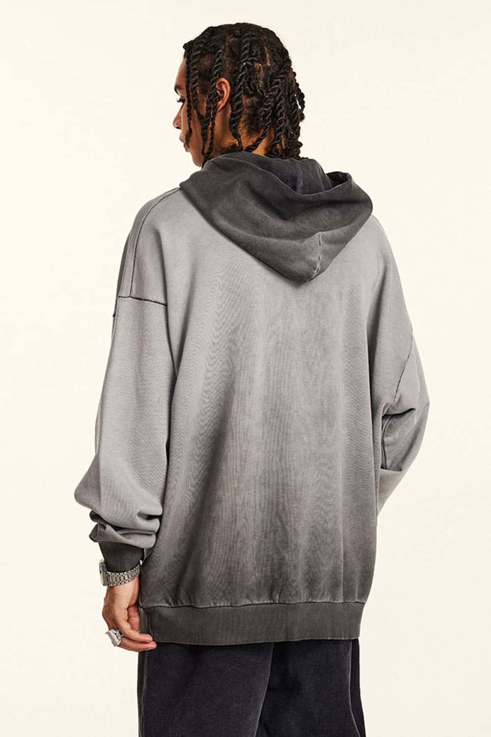 Men's Gradient Spray-Paint Print Oversized Pullover Hoodie