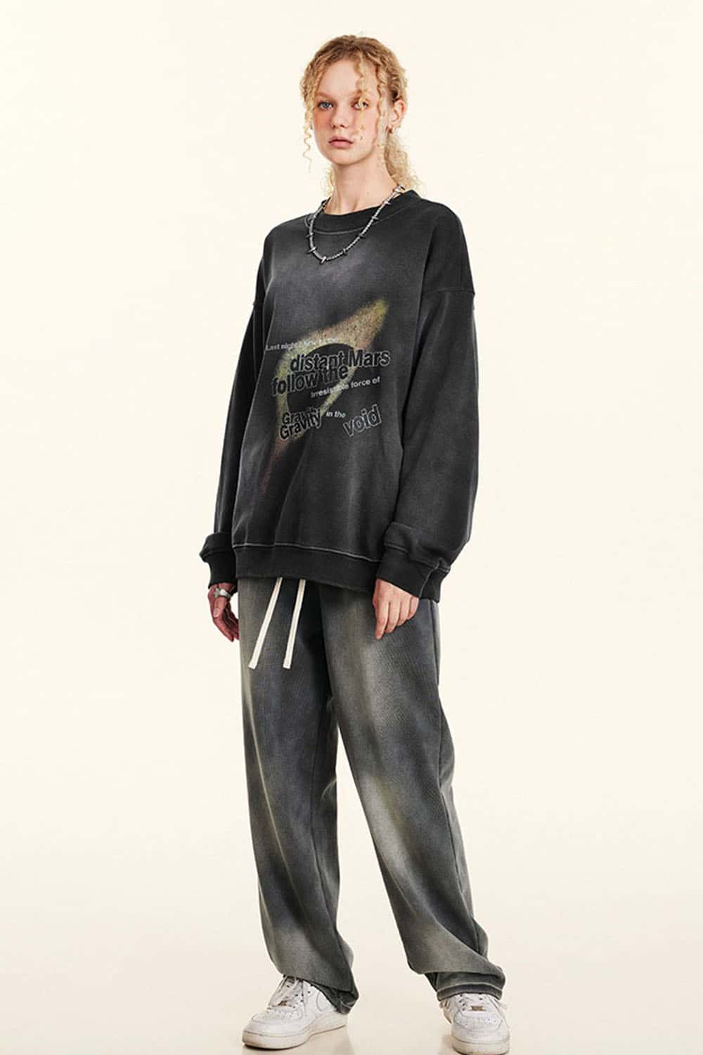 Retro Post-Apocalyptic Crew Neck Fleece Women's Oversized Sweatshirt