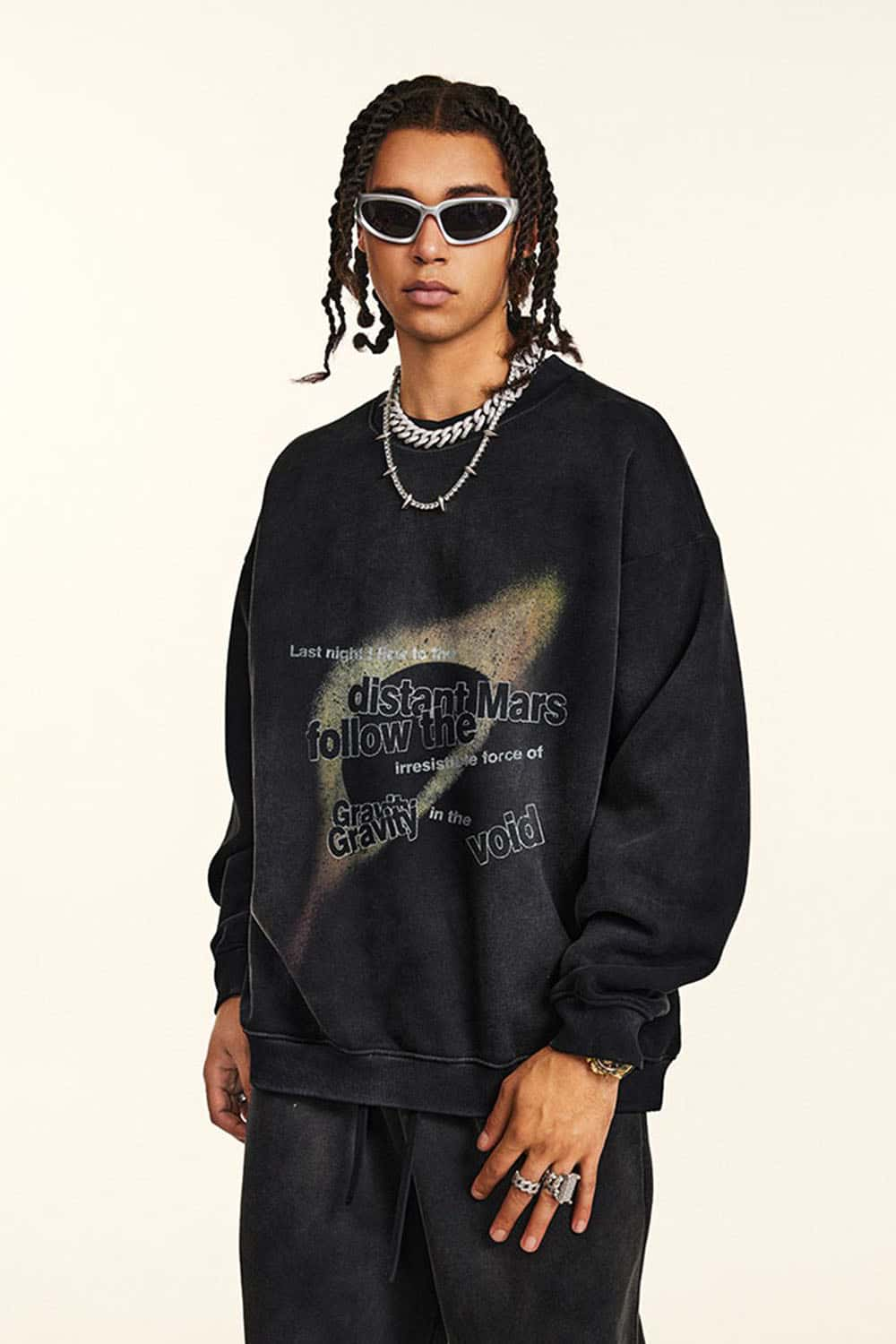 Retro Post-Apocalyptic Crew Neck Fleece Women's Oversized Sweatshirt