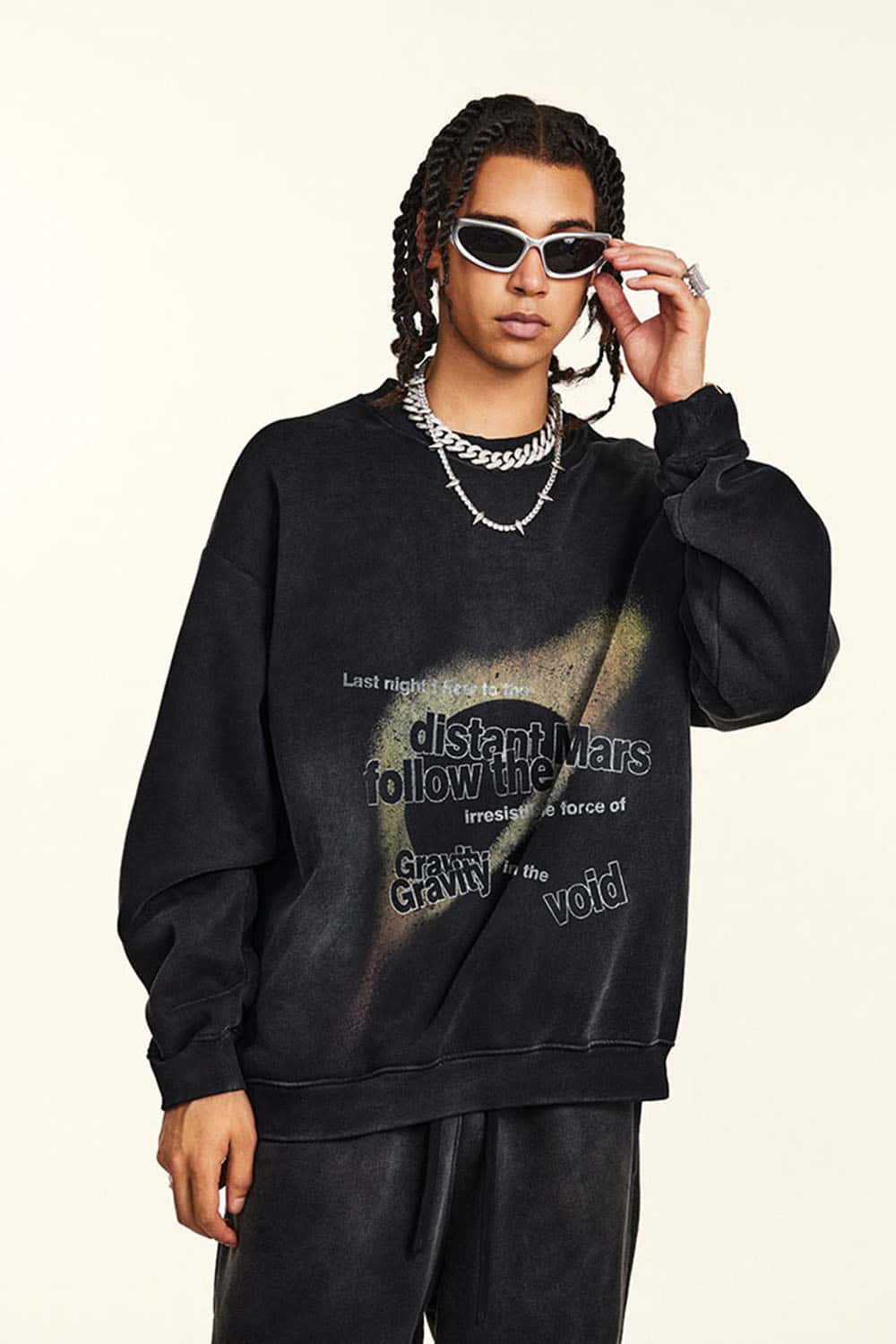 Retro Post-Apocalyptic Crew Neck Fleece Women's Oversized Sweatshirt