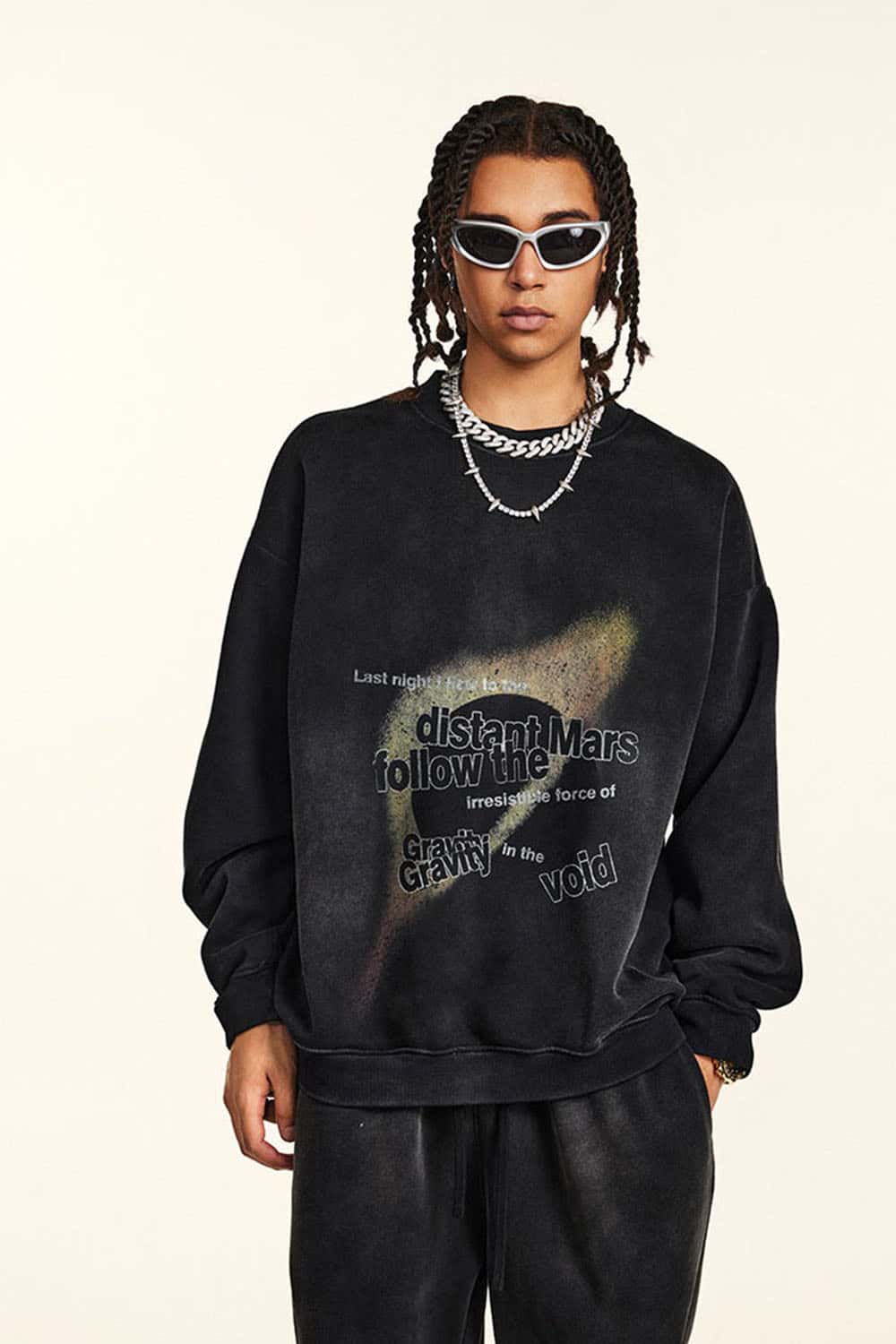 Retro Post-Apocalyptic Crew Neck Fleece Women's Oversized Sweatshirt