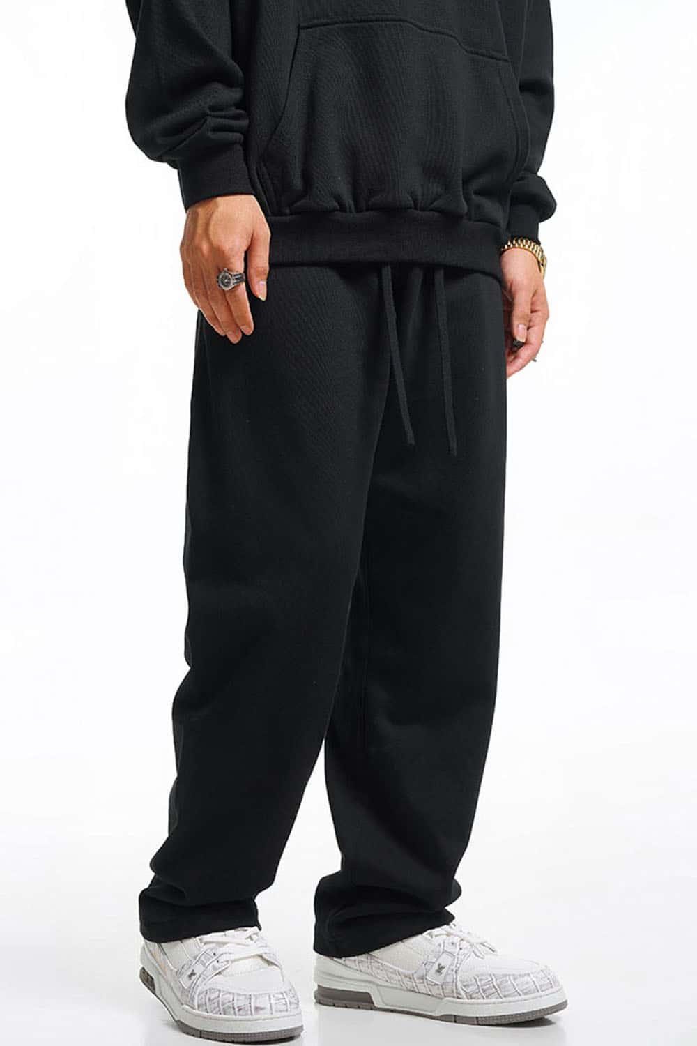 Heavyweight Essential Straight-Leg Sweatpants - Black