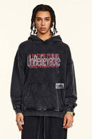 Heavyweight Washed Letter-Graphic Cotton Hoodie in Fried Snowflakes - product detail close-up