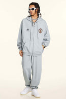 Heavyweight Vintage Zip-Up Hoodie - Flower Gray
