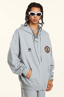 Heavyweight Vintage Zip-Up Hoodie - Flower Gray