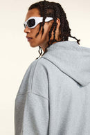 Heavyweight Vintage Zip-Up Hoodie - Flower Gray