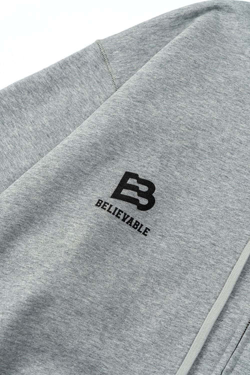 Heavyweight Vintage Zip-Up Hoodie - Flower Gray