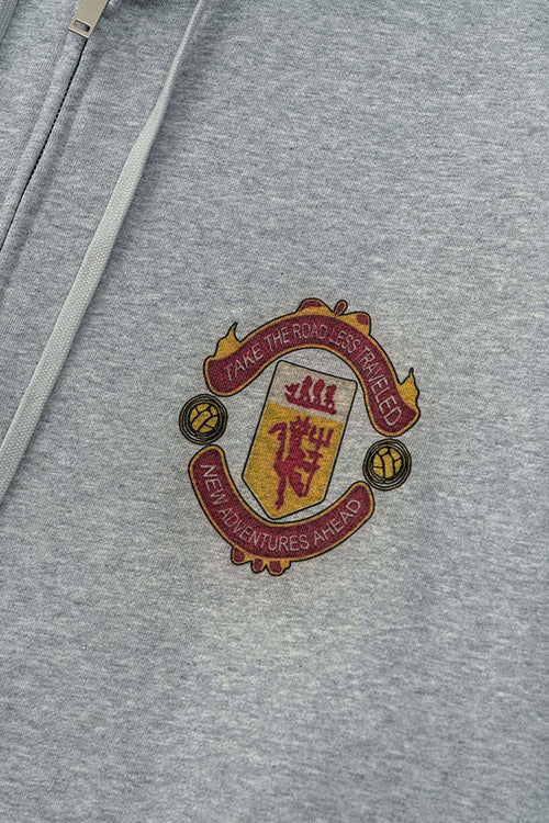 Heavyweight Vintage Zip-Up Hoodie - Flower Gray