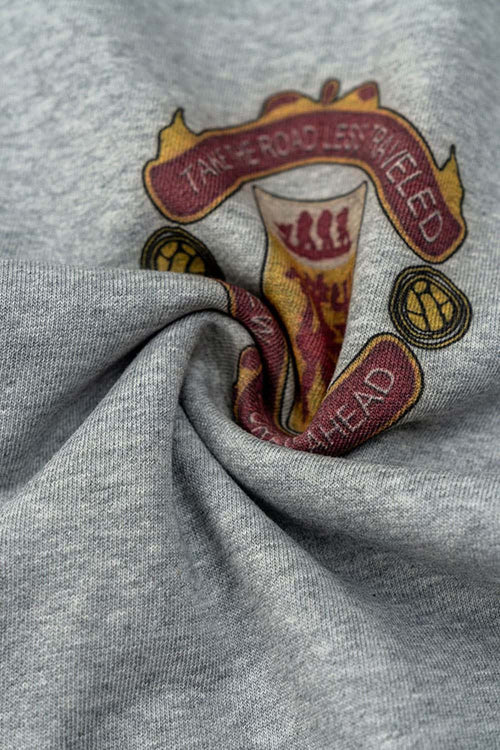 Heavyweight Vintage Zip-Up Hoodie - Flower Gray
