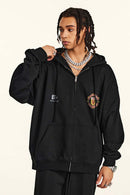 Heavyweight Vintage Zip-Up Hoodie - Metallic Black
