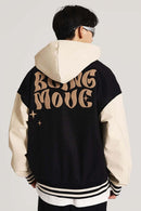 Premium Towel-Embroidered Bomber Jacket - Black