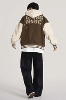 Premium Towel-Embroidered Bomber Jacket - Coffee