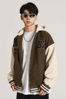 Premium Towel-Embroidered Bomber Jacket - Coffee