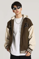 Premium Towel-Embroidered Bomber Jacket - Coffee