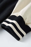 Premium Towel-Embroidered Bomber Jacket - Black