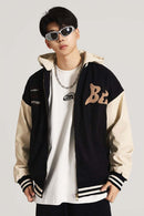 Premium Towel-Embroidered Bomber Jacket - Black