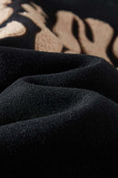 Premium Towel-Embroidered Bomber Jacket - Black