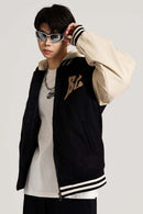 Premium Towel-Embroidered Bomber Jacket - Black