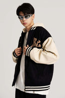 Premium Towel-Embroidered Bomber Jacket - Black