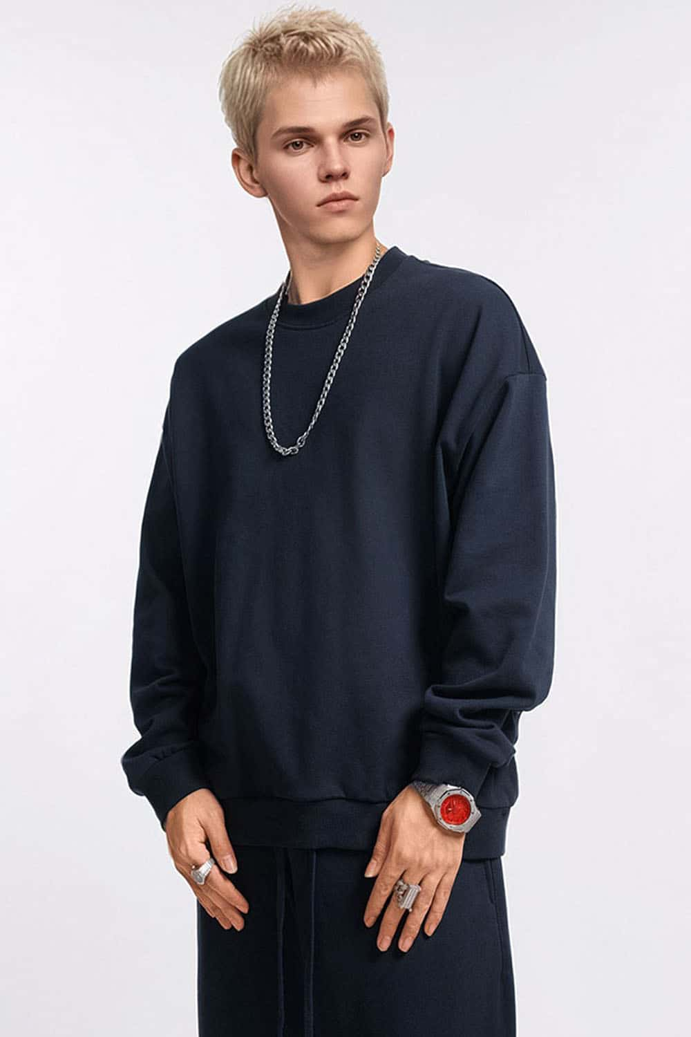 360g Solid Color Crew Neck Oversized Pullover Sweatshirt