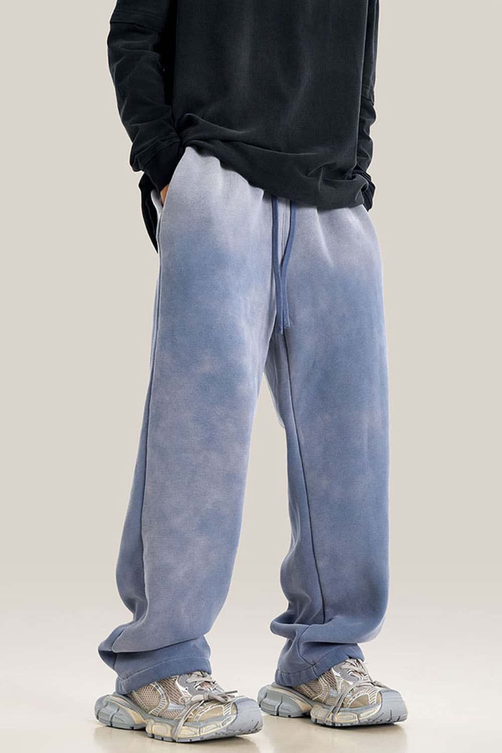 Thick Fleece-Lined Wide Leg Streetwear Sweatpants