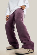 Heavyweight Wide-Leg Fleece Sweatpants - Plum Purple