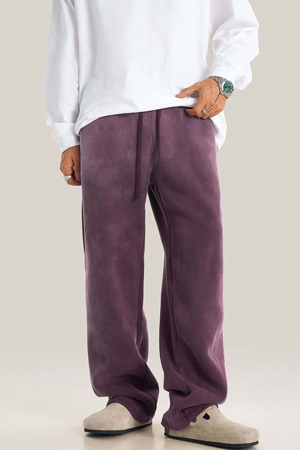 Thick Fleece-Lined Wide Leg Streetwear Sweatpants