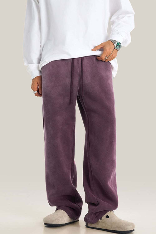 Heavyweight Wide-Leg Fleece Sweatpants - Plum Purple