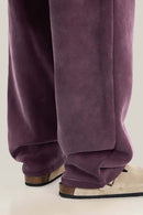 Heavyweight Wide-Leg Fleece Sweatpants - Plum Purple