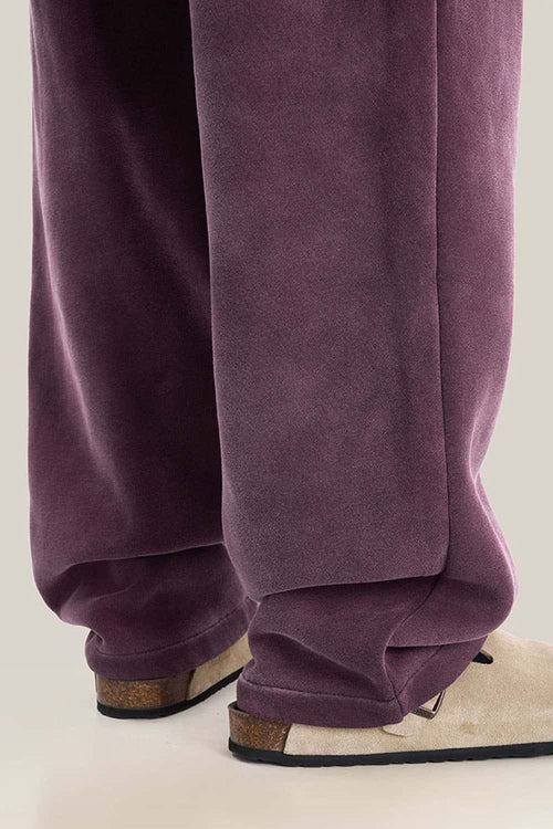 Heavyweight Wide-Leg Fleece Sweatpants - Plum Purple