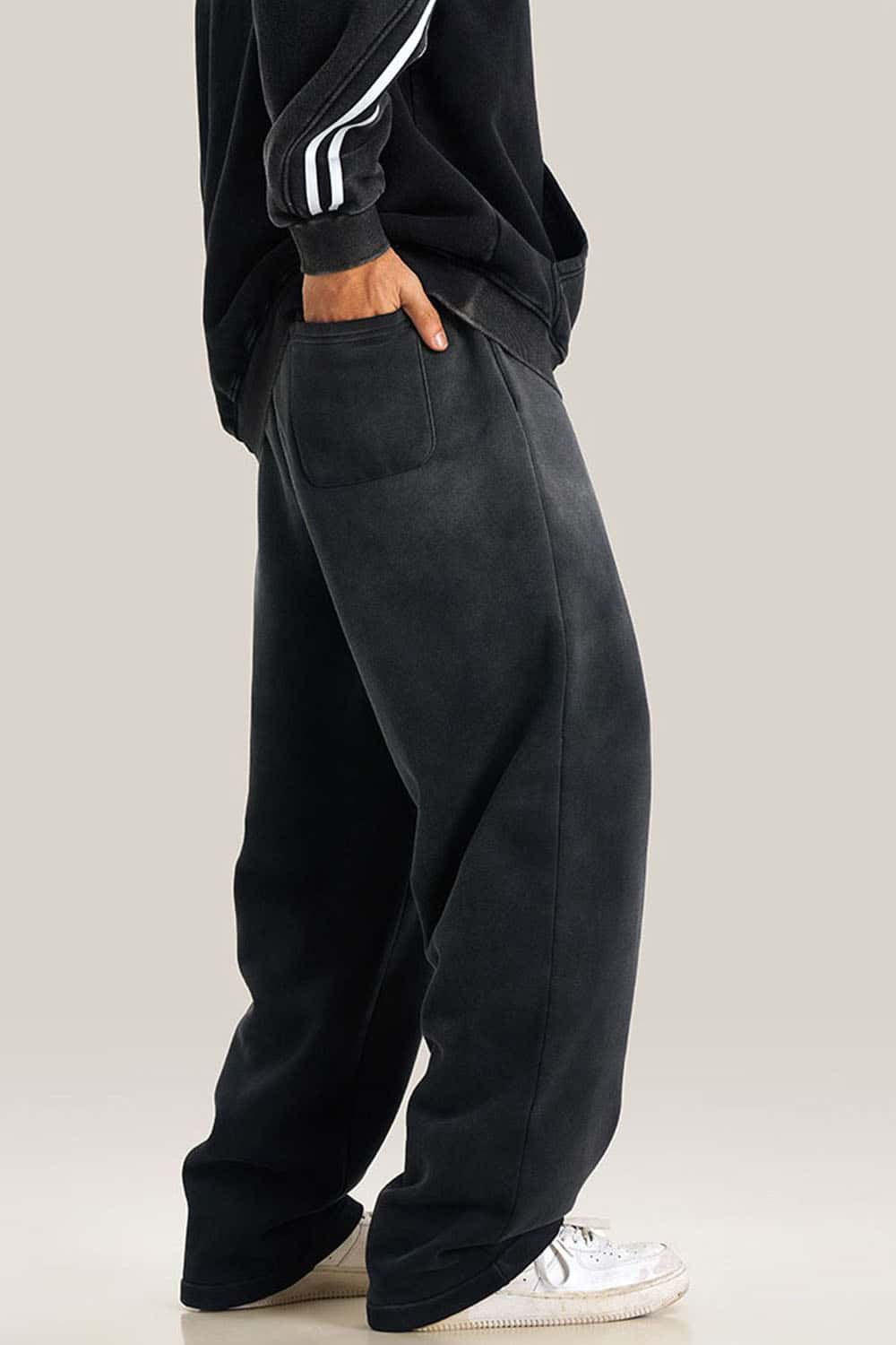 Thick Fleece-Lined Wide Leg Streetwear Sweatpants