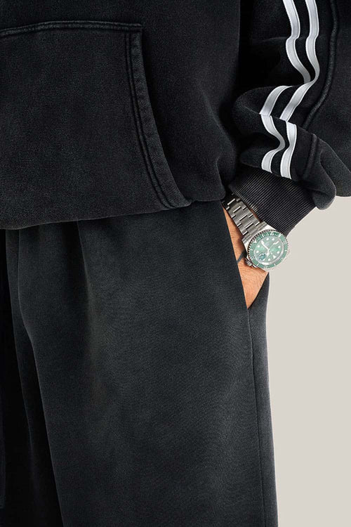 Heavyweight Wide-Leg Fleece Sweatpants - Black