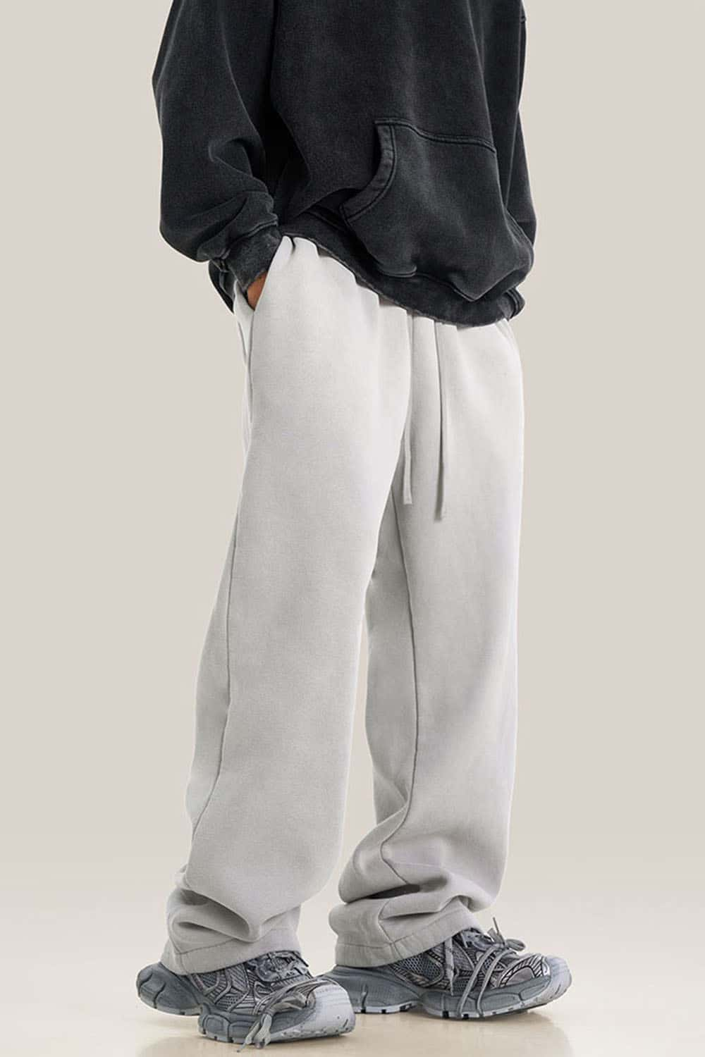 Thick Fleece-Lined Wide Leg Streetwear Sweatpants