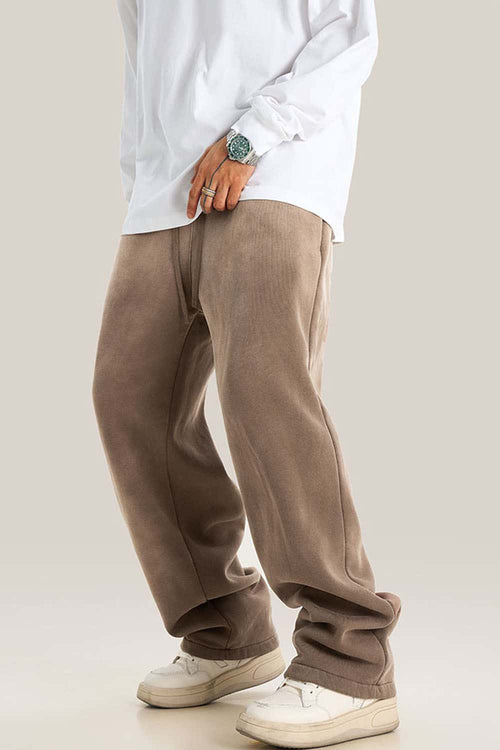 Heavyweight Wide-Leg Fleece Sweatpants - Brown