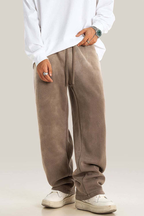 Heavyweight Wide-Leg Fleece Sweatpants - Brown