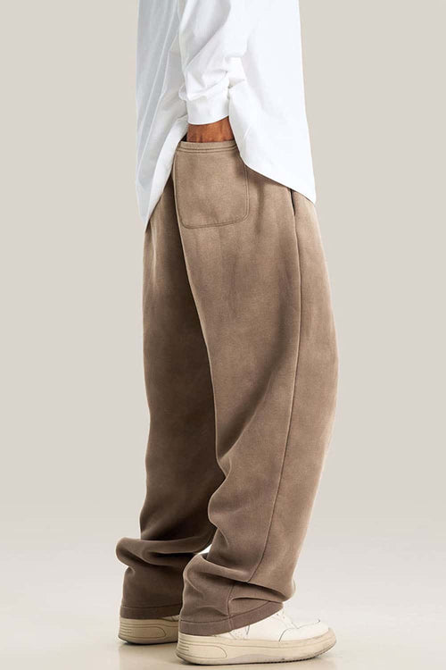Heavyweight Wide-Leg Fleece Sweatpants - Brown