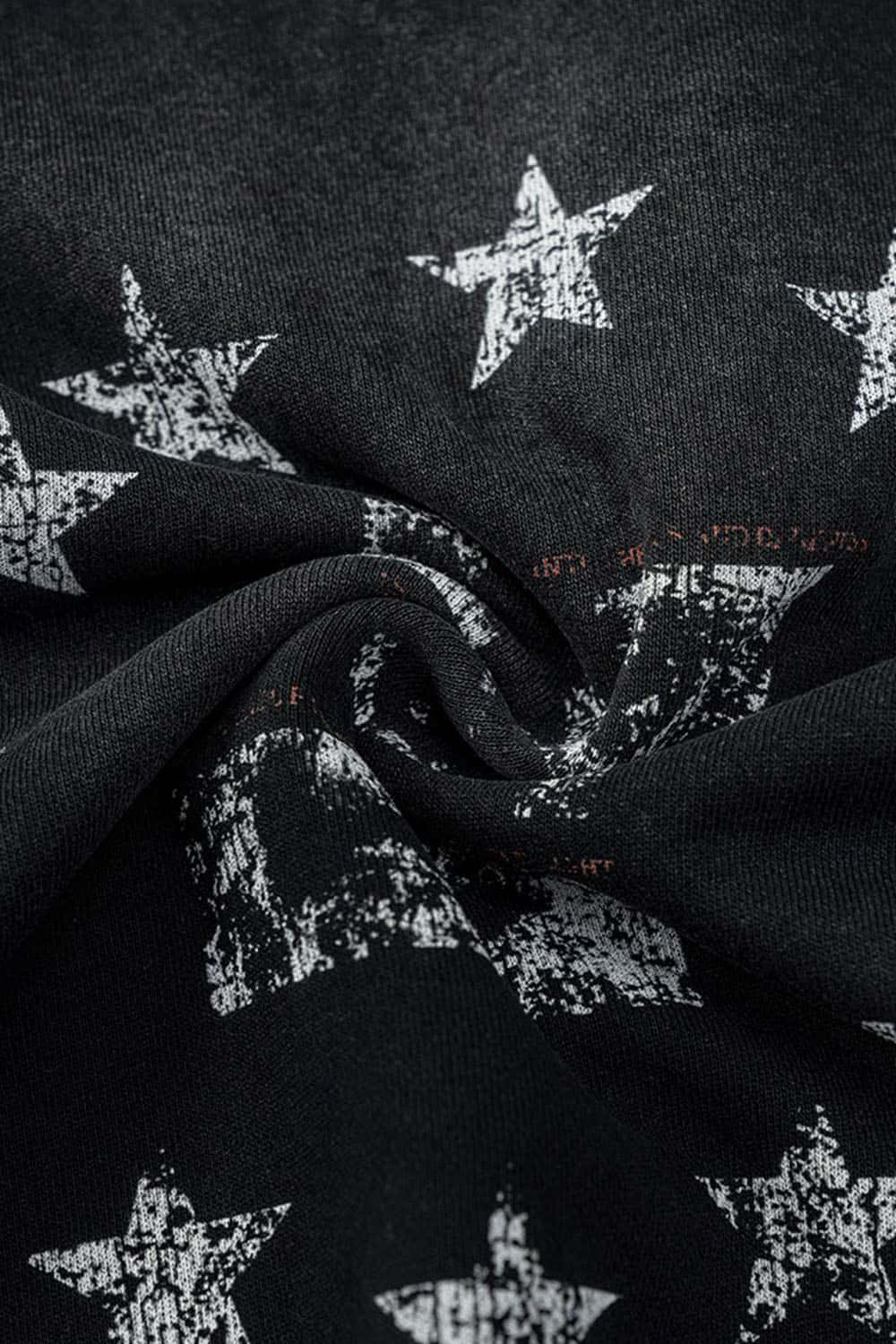 Vintage Distressed Black Hoodie with Star Pupil Print