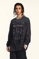 Distressed Band Graphic Long Sleeve Tee - Vintage Black